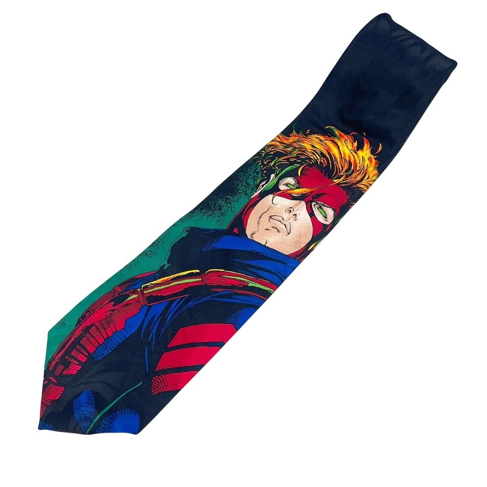 Vintage 90s Jim Lee WildC.A.T.s Spartan Comic Book Silk Feel Tie Balancine USA